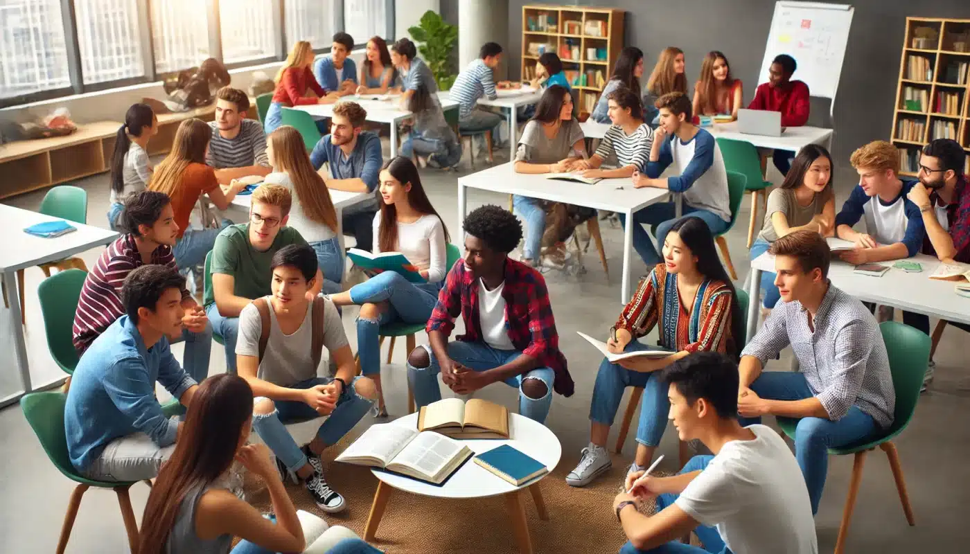 Sinh viên quốc tế giao lưu và học hỏi trong một lớp học đa văn hóa tại Đức